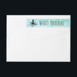 Etiquetas Whats Kracken Funny Náutica Pun | Endereço de devo<br><div class="desc">O que é kracken? O plano de fundo de cor d'água azul suave é envolto em etiquetas de endereçamento de texto personalizadas. O design do rótulo apresenta um esquema de cores sutil azul-esverdeado do oceano com uma estrutura branca decorativa para mostrar seus detalhes pessoais e uma citação engraçada no verso...</div>
