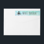 Etiquetas Whats Kracken Funny Náutica Pun | Endereço de devo<br><div class="desc">O que é kracken? O plano de fundo de cor d'água azul suave é envolto em etiquetas de endereçamento de texto personalizadas. O design do rótulo apresenta um esquema de cores sutil azul-esverdeado do oceano com uma estrutura branca decorativa para mostrar seus detalhes pessoais e uma citação engraçada no verso...</div>