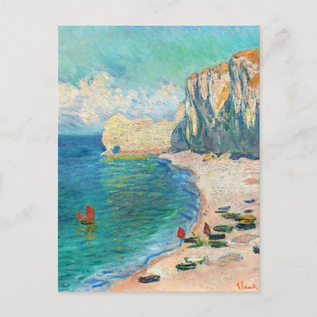 Étretat, A Praia por Claude Monet Cartão Postal (Frente)