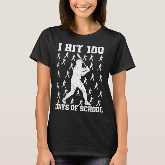 Eu Acertei 100 Dias De Camisa De Beisebol Escolar  (Frente)
