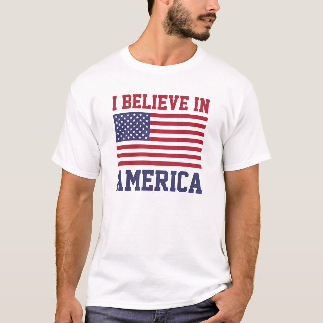 Eu acredito em t-shirt de América (Frente)
