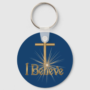 Eu acredito o chaveiro Dourado da cruz da estrela