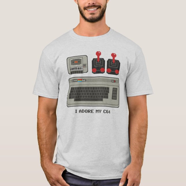 Eu adore meu C64! comodoro 64 do t-shirt 8bit (Frente)