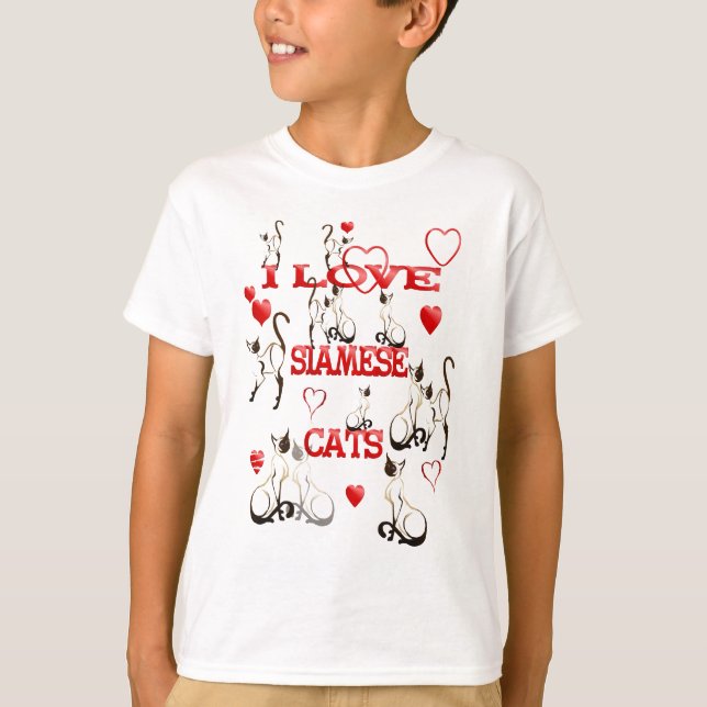EU ADORO A Camiseta de GATOS SIAMESES (Frente)