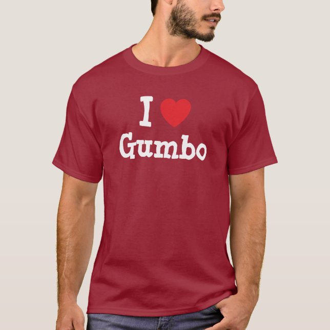 Eu adoro a camiseta do coração do Gumbo (Frente)