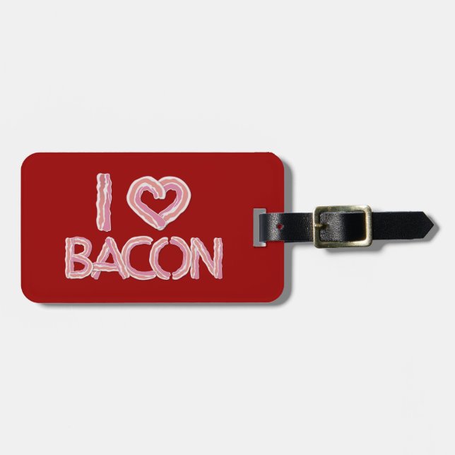 Eu adoro a etiqueta da bagagem de bacon (Frente Horizontal)