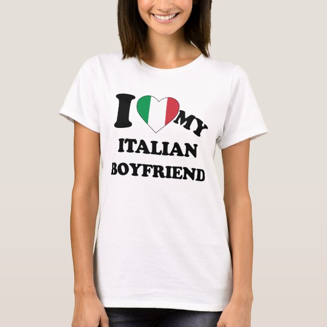 Eu adoro a minha camiseta Namorado italiana (Frente)