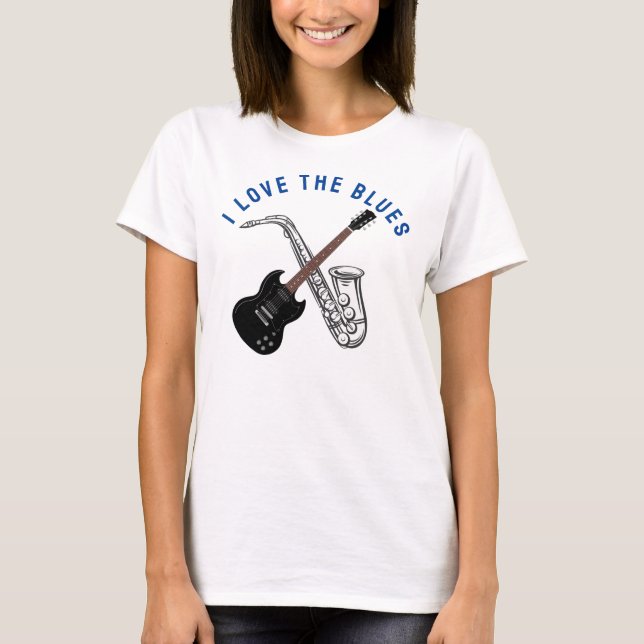 Eu adoro a T-Shirt azul (Frente)