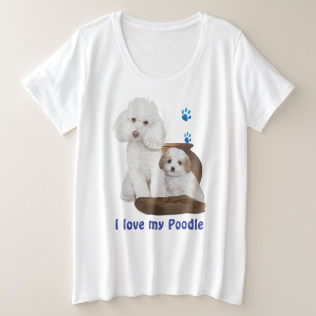 Eu adoro as minhas t-shirts de mulheres do poodle (Frente do Design)