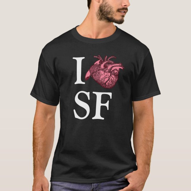 Eu adoro camisa SF com coração anatomicamente corr (Frente)