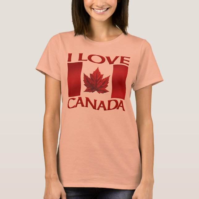 Eu adoro camiseta canadense Camisa de Lady Souveni (Frente)