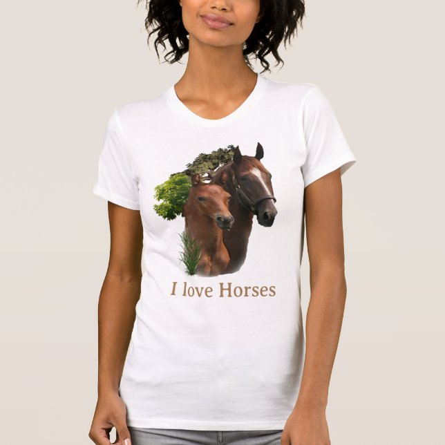Eu adoro camiseta de cavalos (Frente)