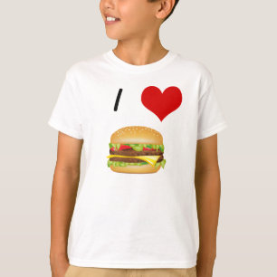 Eu adoro camiseta infantil de cheeseburger