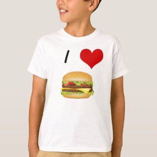 Eu adoro camiseta infantil de cheeseburger