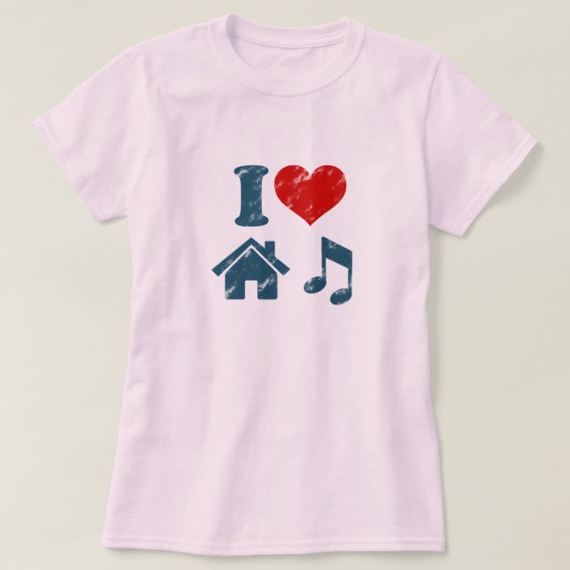 Eu Adoro Camiseta Musical House (Frente do Design)
