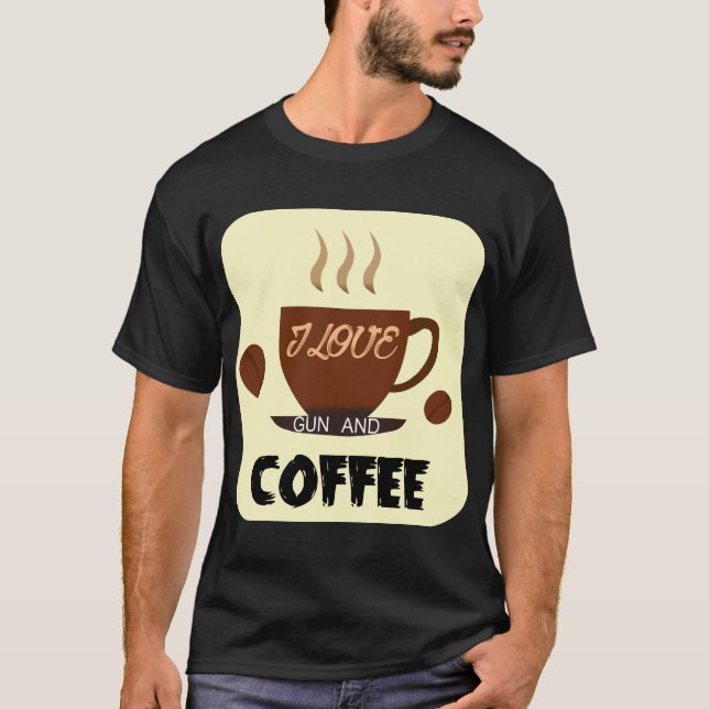 Eu adoro canhão e camiseta de café - Estilo de Vid (Frente)