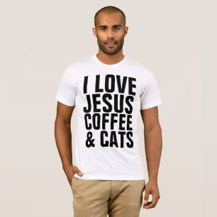 EU ADORO JESUS CAFÉ E Camisetas DE GATOS