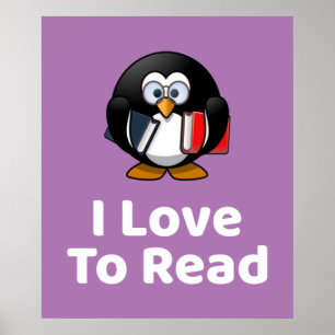 Eu Adoro Ler Poster de Pinguim