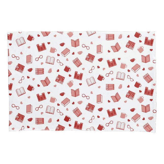 Eu adoro livros e ler um padrão vermelho bonito (Frente)