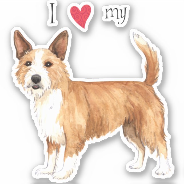 Eu adoro meu adesivo português do Podengo Pequeno  (Frente)