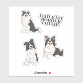Eu Adoro Meu Conjunto de Adesivos Border Collie