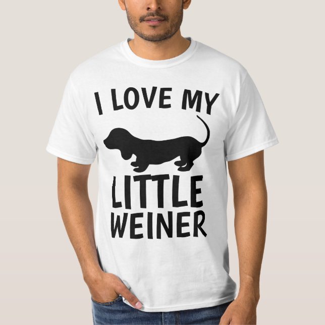 EU ADORO MINHA PEQUENA T-Shirts DE CACHORRO WEINER (Frente)