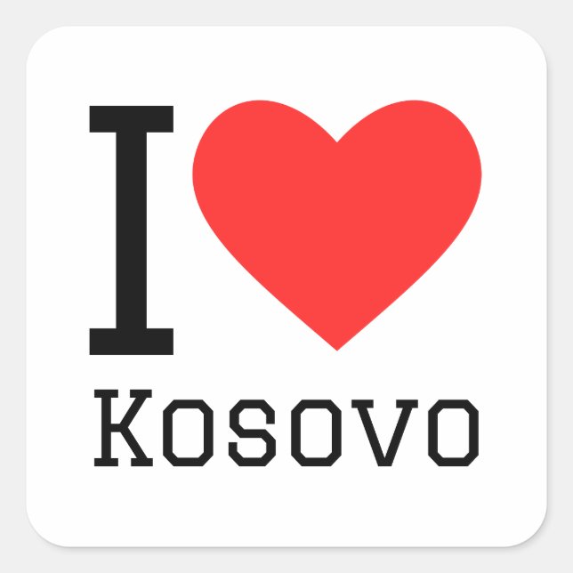 Eu adoro o adesivo quadrado do Kosovo (Frente)