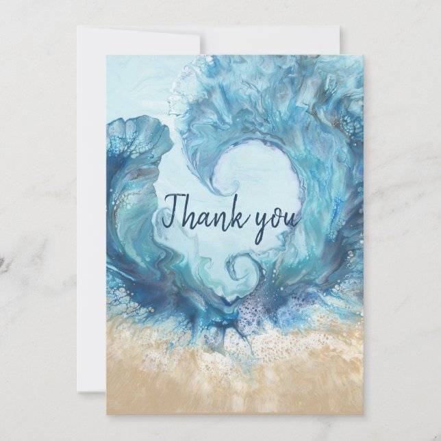 Eu adoro o Cartões de agradecimentos de Praia (Frente)