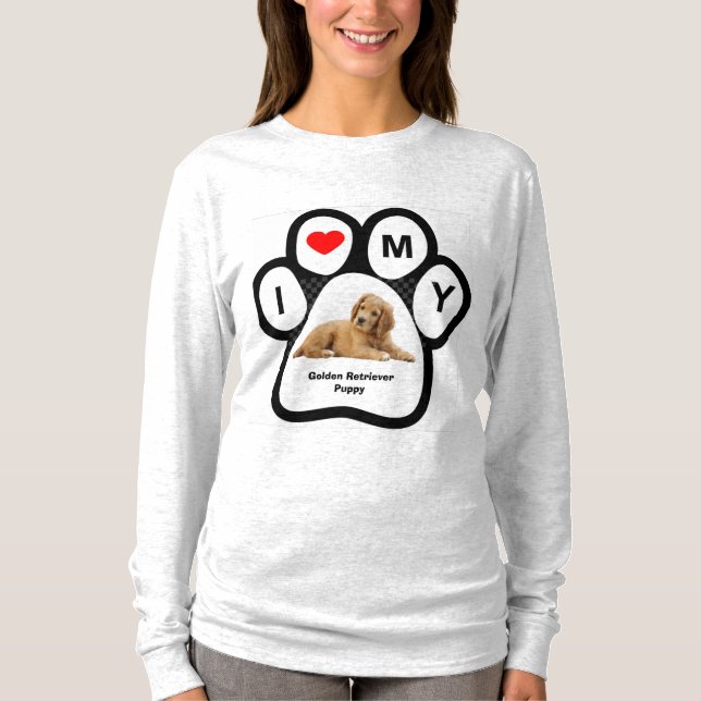 Eu adoro o meu Ouro Retriever Puppy T-Shirt (Frente)
