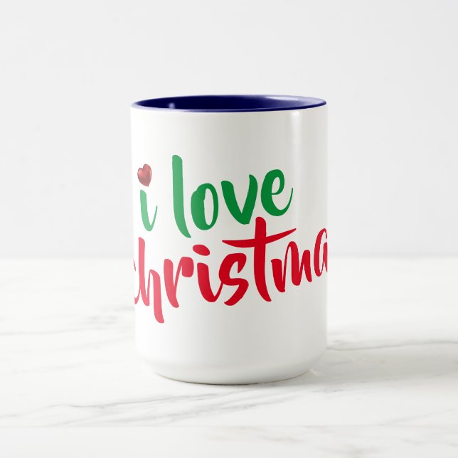 Eu adoro o presente de Natal de caneca funnychrist (Centro)