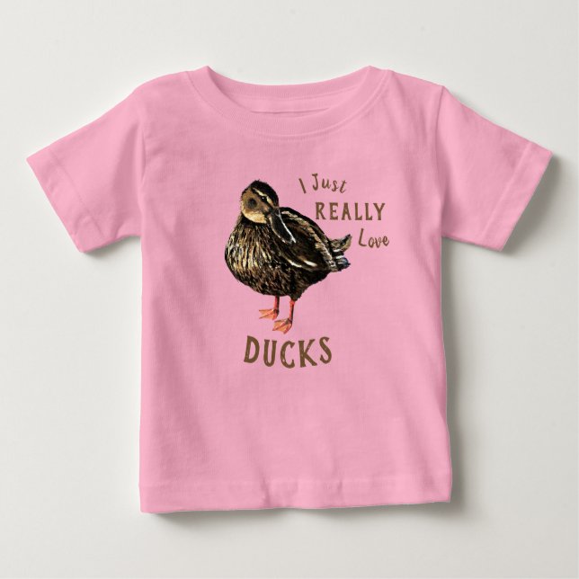 Eu Adoro Patos Camiseta Bebê (Frente)