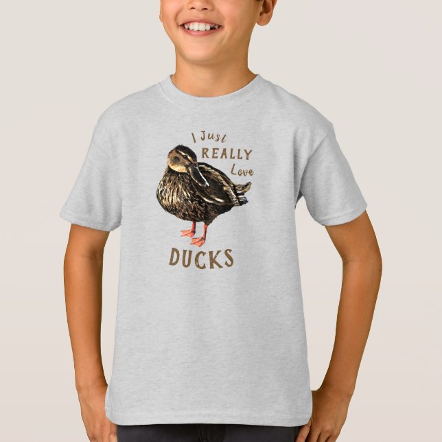 Eu Adoro Patos Crianças T-Shirt (Frente)
