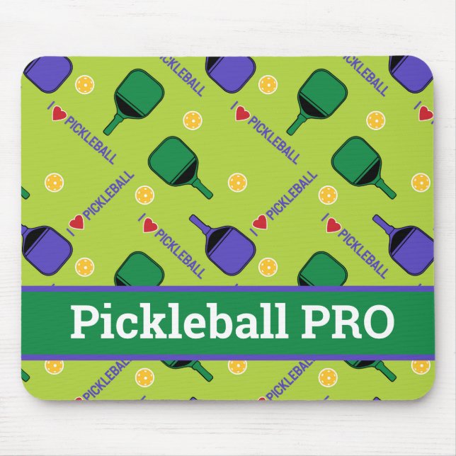 Eu adoro Pickleball verde Mouse Pad (Frente)