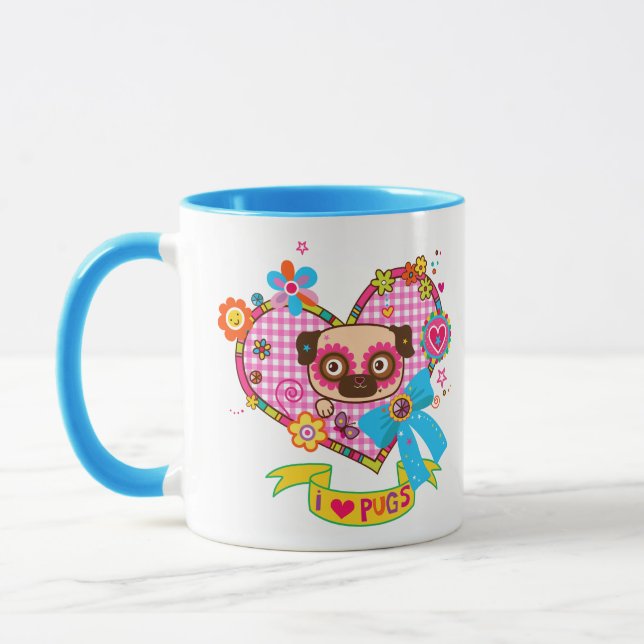 Eu Adoro Pugs! Caneca (Esquerda)