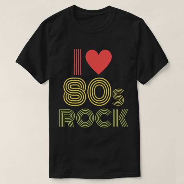 Eu adoro Rock n Roll 80s — Camiseta de Música Retr (Frente do Design)