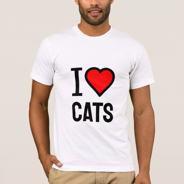 Eu adoro T-Shirt de gatos (Frente)