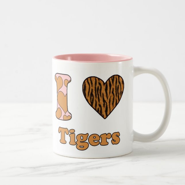 Eu adoro tigres, caneca de café de dois tons (Direita)