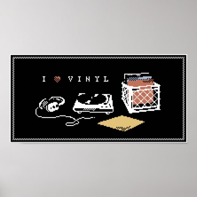 Eu adoro Vinyl Pixel Art Poster (Frente)