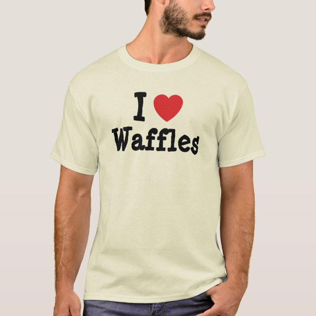 Eu adoro Waffles coração T-Shirt (Frente)