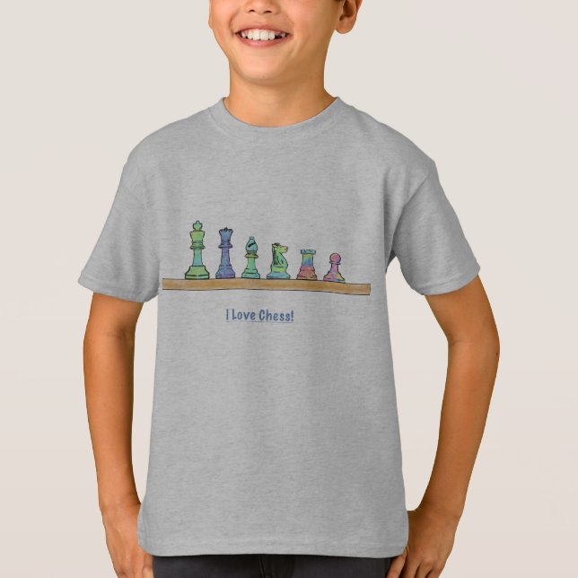 Eu Adoro Xadrez! T-shirt infantil (Frente)