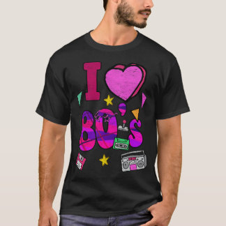 Eu Amo a Camisa dos Anos 80 Estilo Retro Vintage O