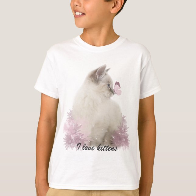 Eu amo a camisa dos gatinhos t (Frente)