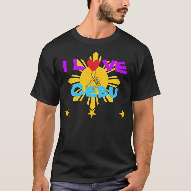 Eu amo a camisa escura básica de Cebu (Frente)
