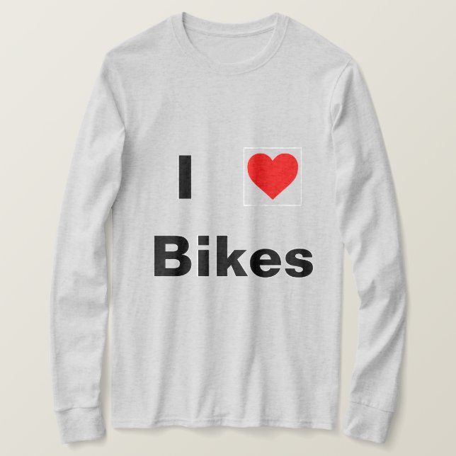 Eu amo a camisa longa da luva das bicicletas (Frente do Design)