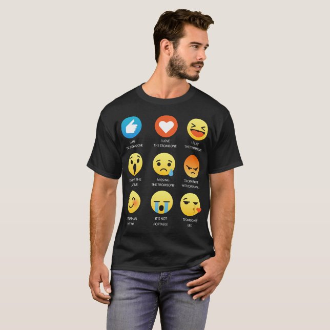 Eu amo a camiseta do Emoticon de Emoji do Trombone (Frente Completa)