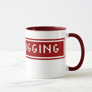 Eu amo a caneca Blogging do botão do blogue