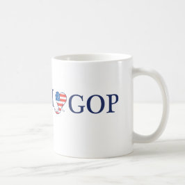 Eu amo a caneca de café branco clássica do GOP