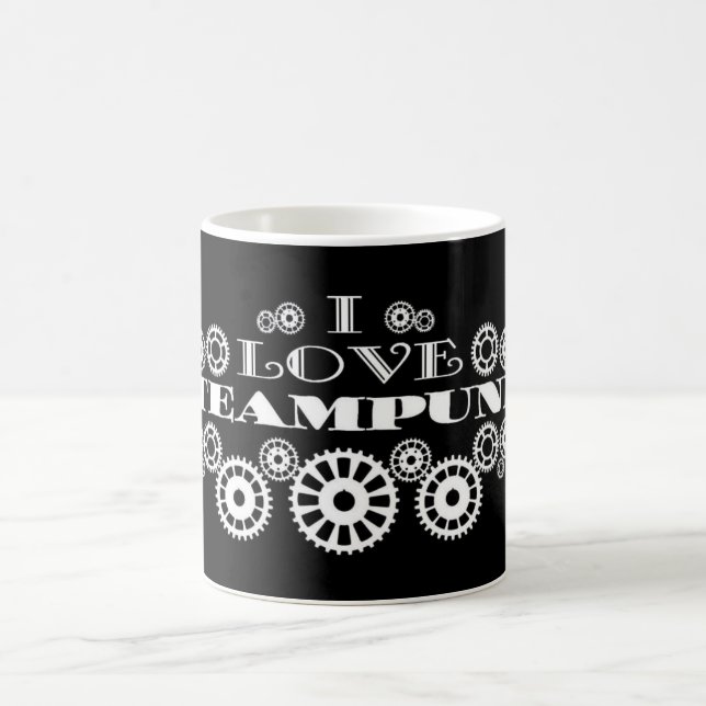 Eu amo a caneca de café de Steampunk (Centro)