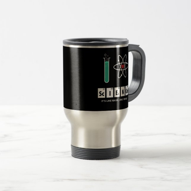 Eu amo a ciência - caneca de viagem (Frente Esquerda)