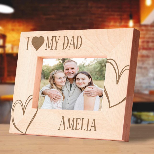 Eu amo a imagem do meu dia de os pais PAI (I Love my DAD fathers day picture frame Engraved Frames)